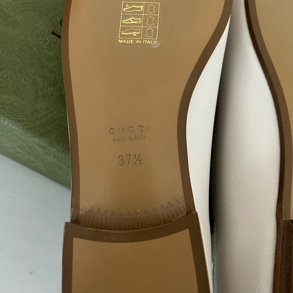 NIB Gucci Women's Leather Ballet Flat Mystic White Shoes Size 37.5 US 7-7.5. - Picture 7 of 9